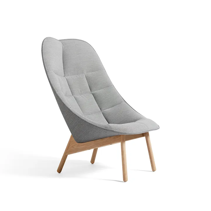 Uchiwa Quilt loungestoel - Steelcut Trio 133 grey–eiken–achterzijde Remix 143 - HAY