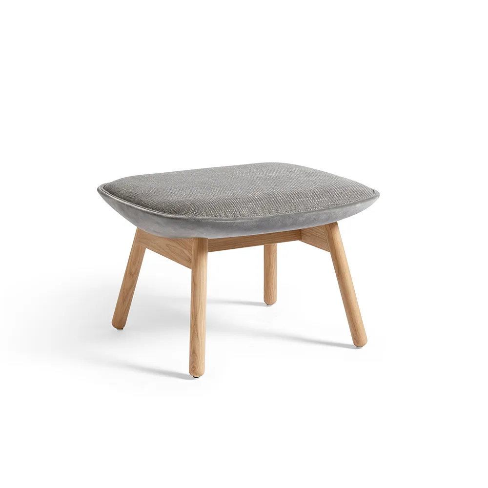 Uchiwa voetenbank, Roden 05 magnesium–eiken–achterzijde Lola warm grey HAY