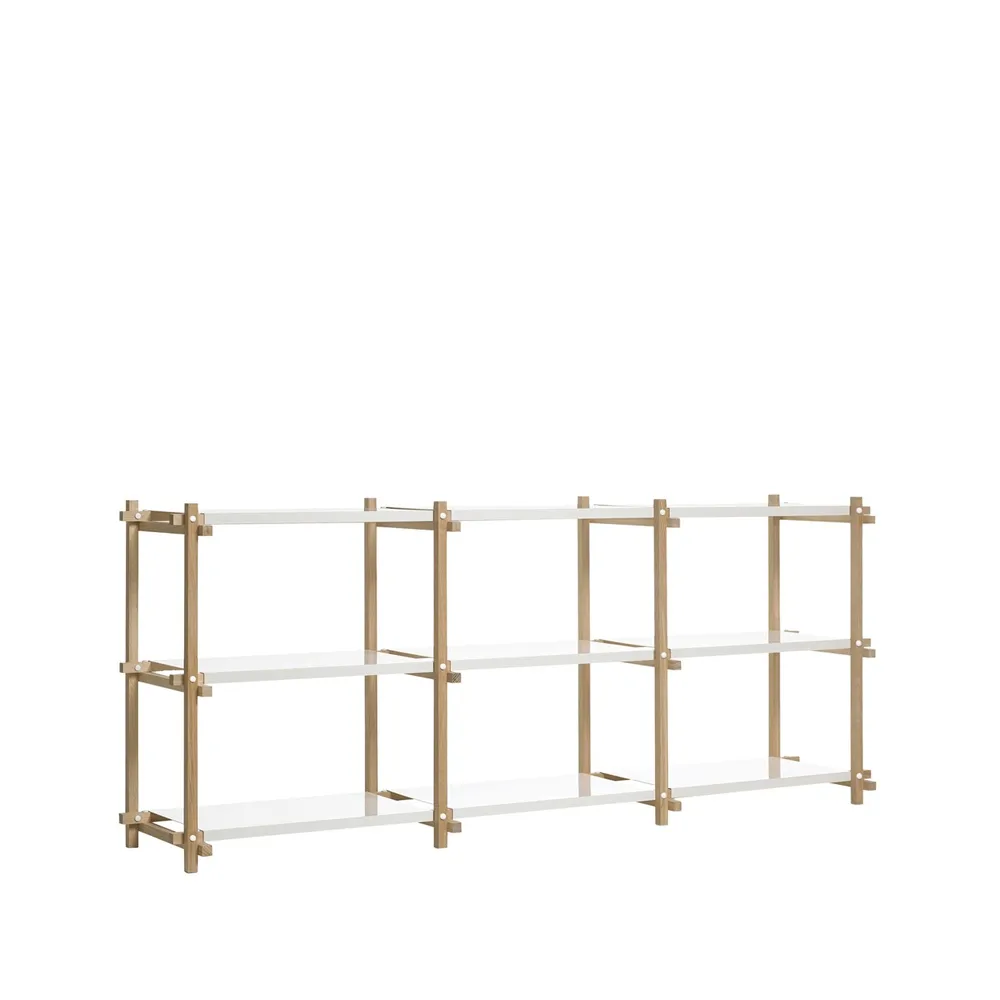 Woody plank, Oak-white lacquered shelf, low HAY