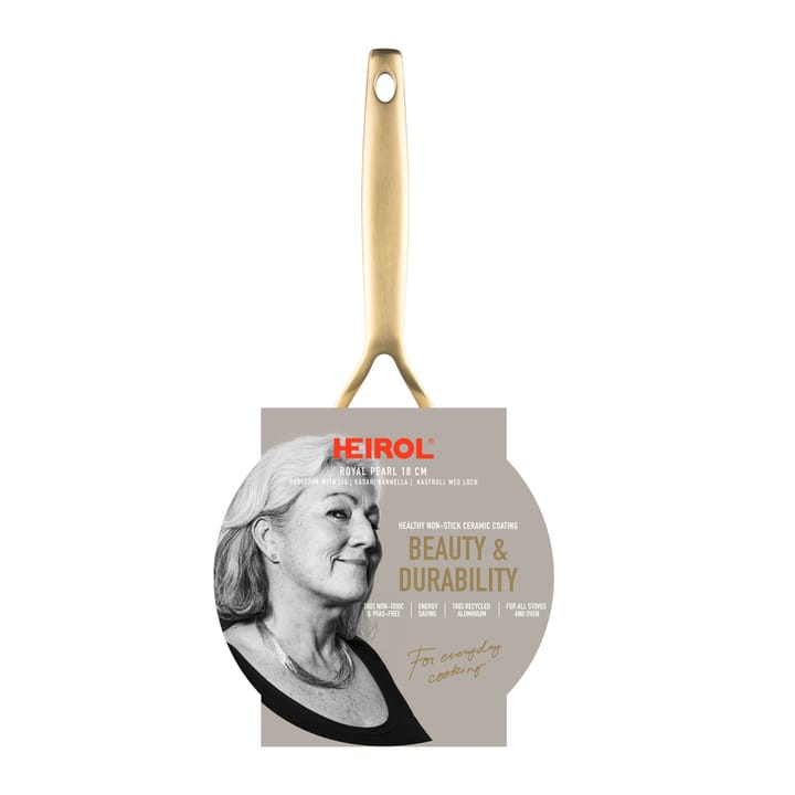 Heirol Royal Pearl sauspan met deksel Ø18 cm, Wit-goud Heirol