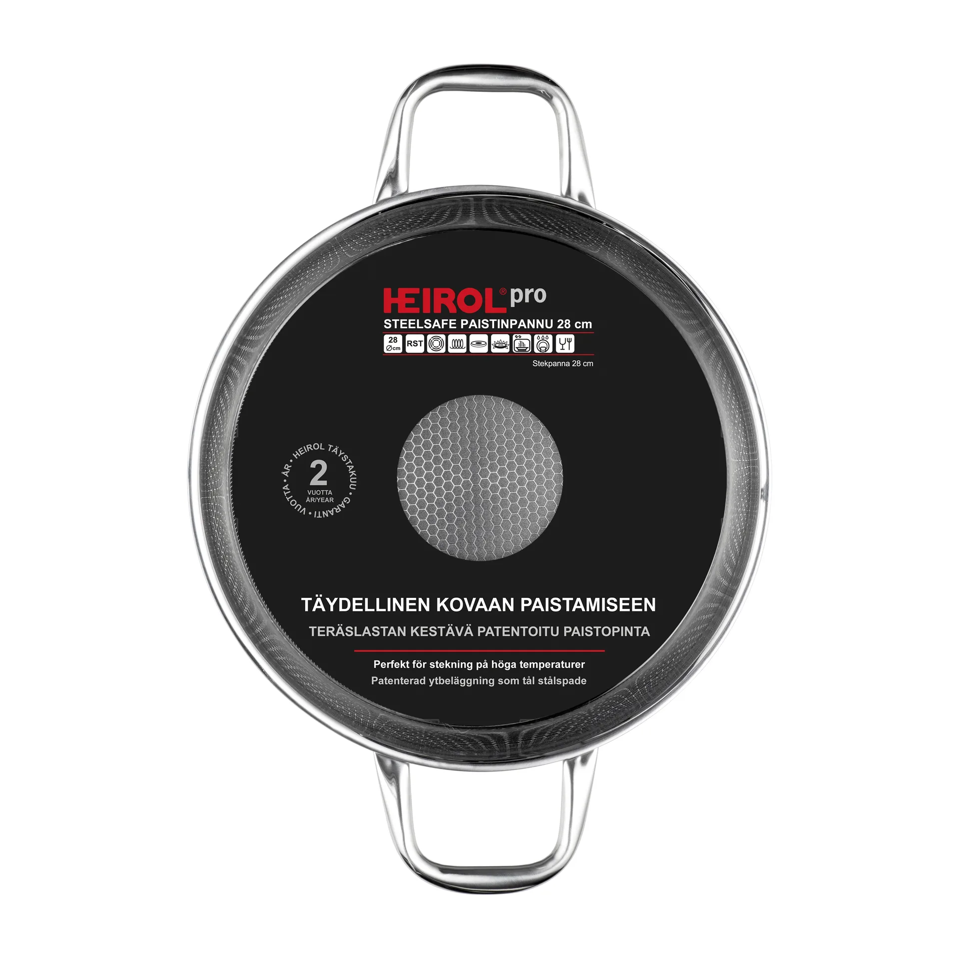 Heirol Steelsafe koekenpan met twee handvatten, Ø28 cm Heirol