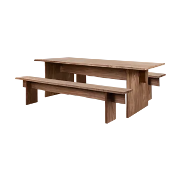 Bookmatch eettafel met banken 220 cm - Walnoot - Hem