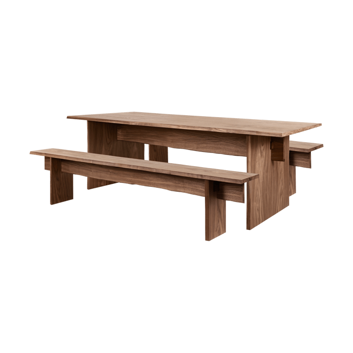 Bookmatch eettafel met banken 220 cm - Walnoot - Hem