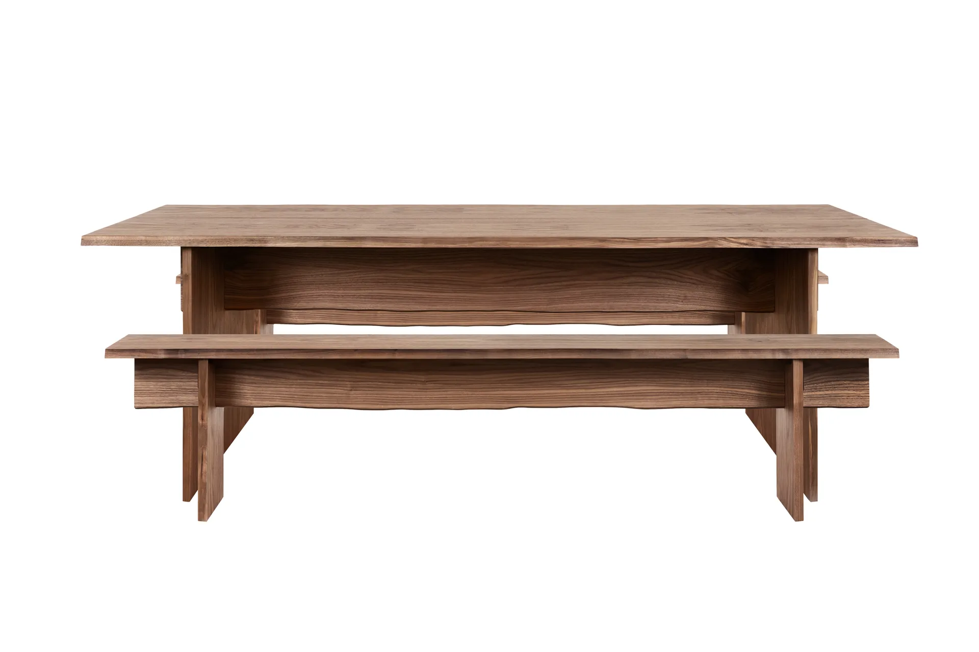 Bookmatch eettafel met banken 220 cm, Walnoot Hem