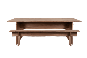 Bookmatch eettafel met banken 220 cm - Walnoot - Hem