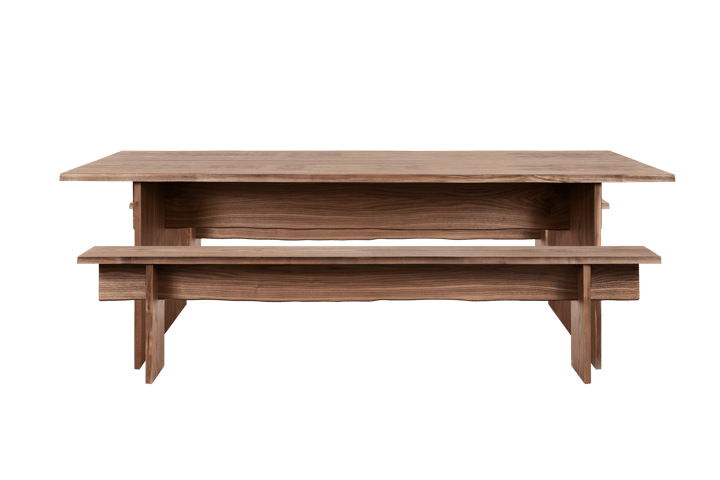 Bookmatch eettafel met banken 220 cm, Walnoot Hem