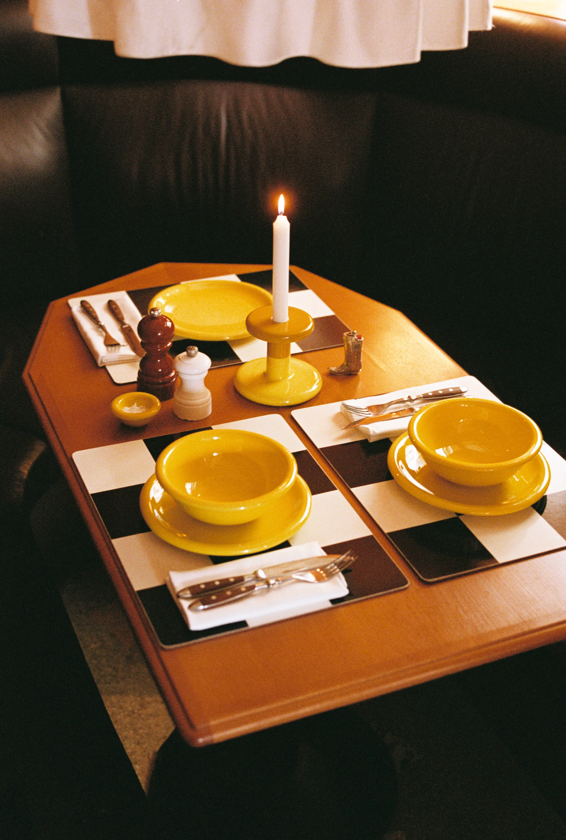 Check placemat 30x40 cm 2-pack, Terracotta-cobalt Hem