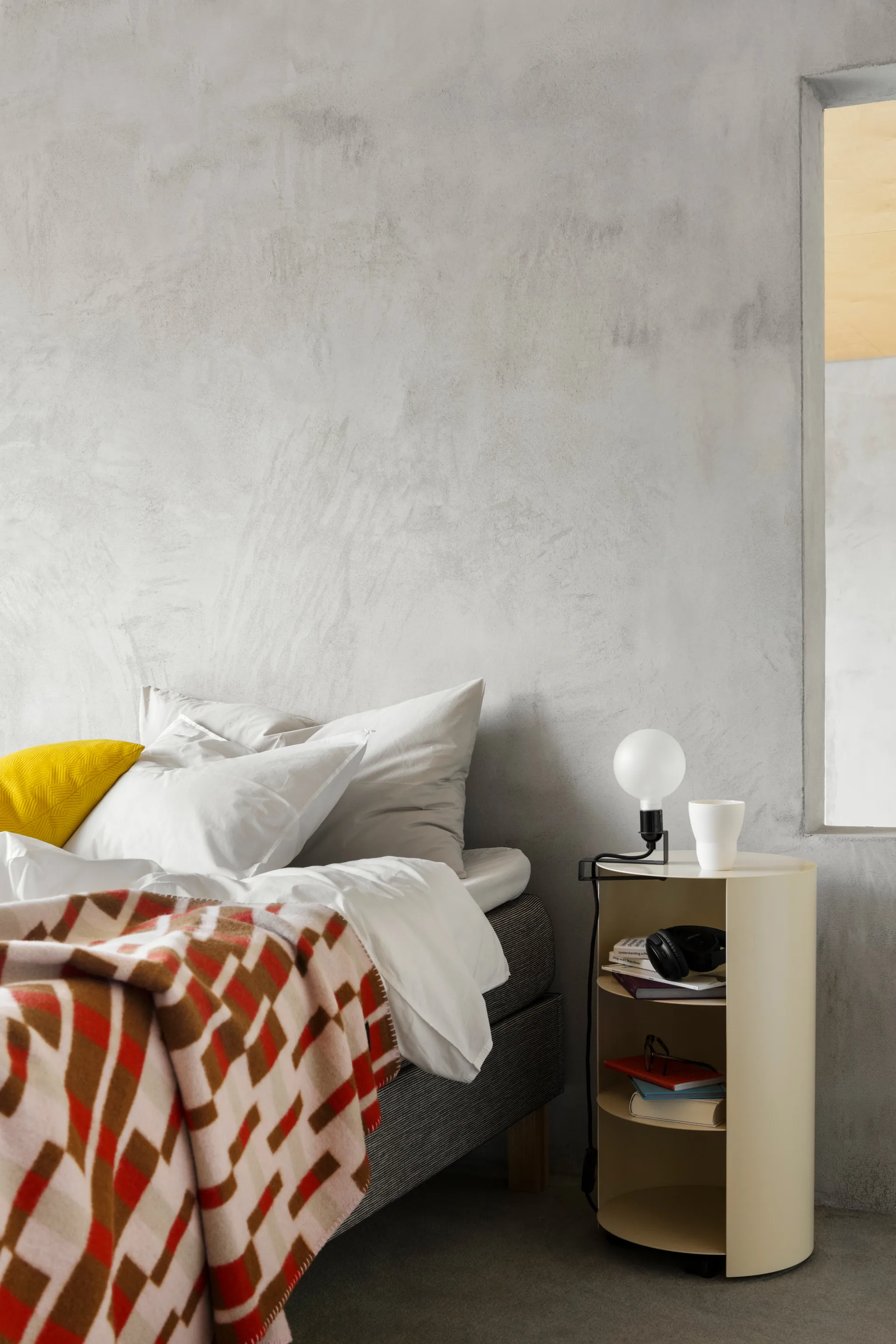 Hide plantenzuil Ø38x68 cm, Light ivory textured Hem