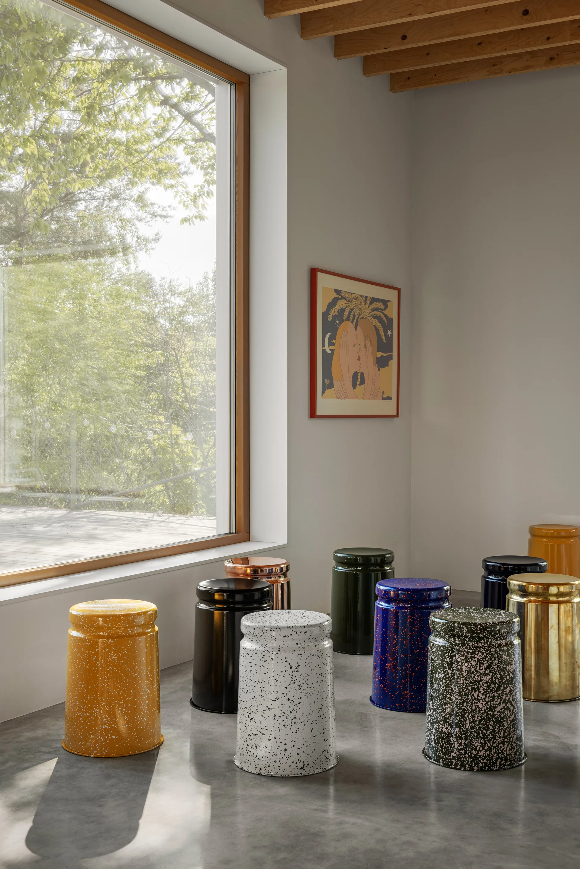 Last krukje Ø32x44 cm, Black-white splatter Hem