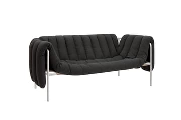 Puffy 2,5-zits bank 205 cm - Anthracite-roestvrij staal - Hem