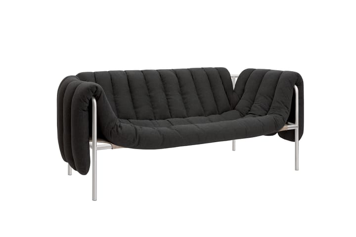 Puffy 2,5-zits bank 205 cm, Anthracite-roestvrij staal Hem