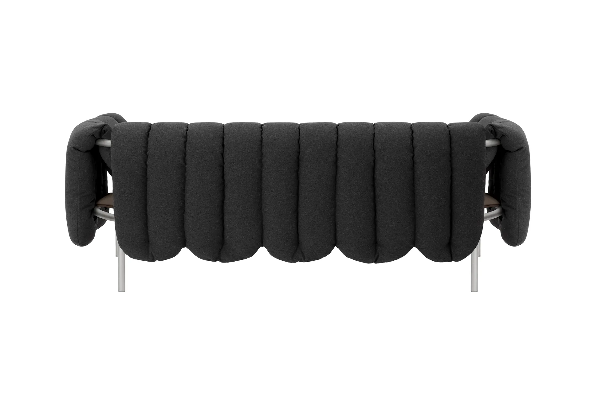 Puffy 2,5-zits bank 205 cm, Anthracite-roestvrij staal Hem