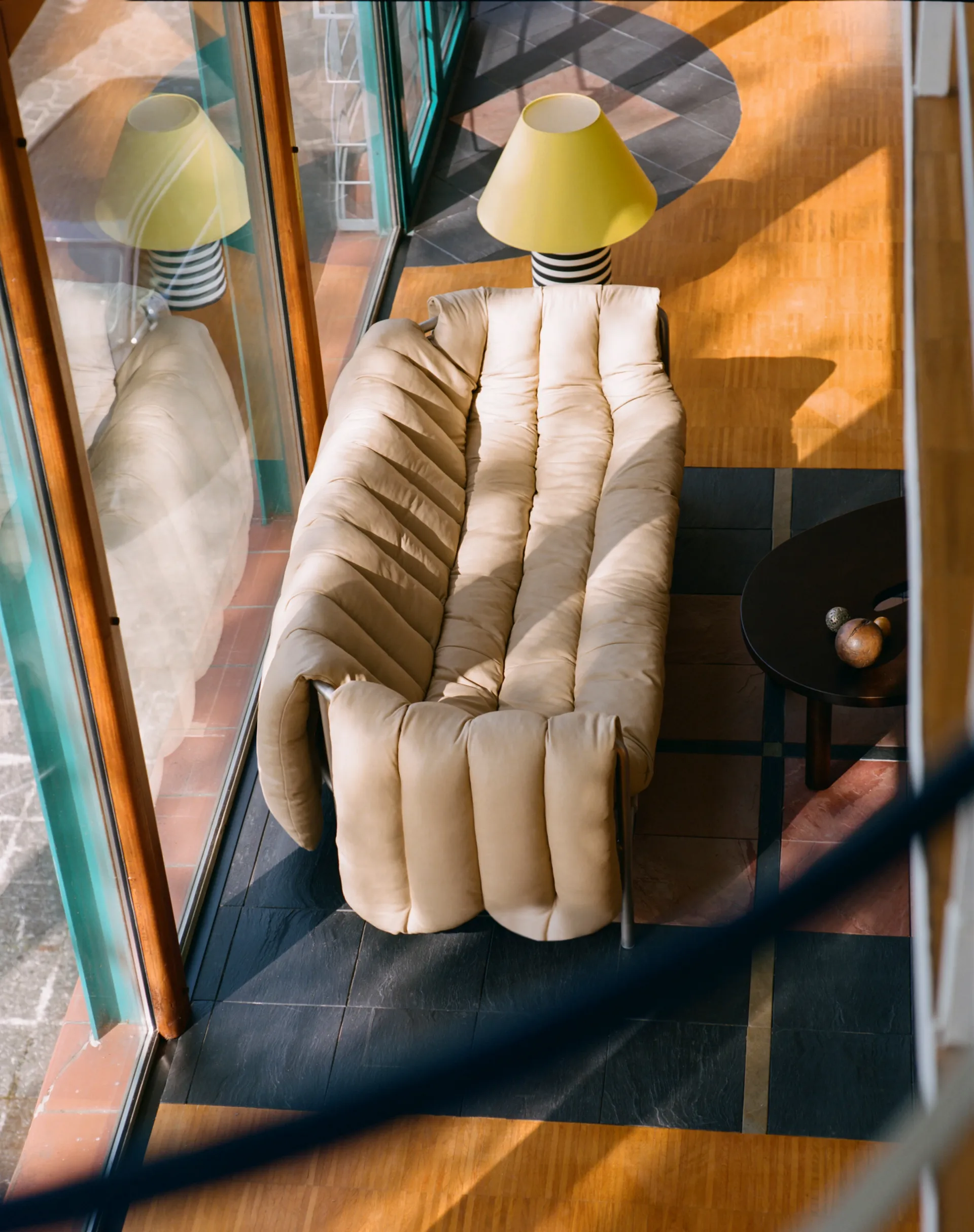 Puffy 2,5-zits bank 205 cm, Natural-roestvrij staal Hem