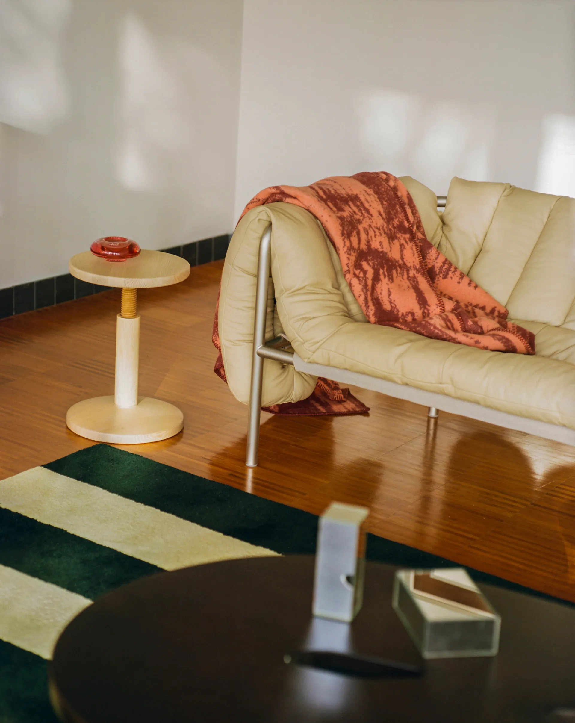 Puffy 2,5-zits bank 205 cm, Natural-roestvrij staal Hem