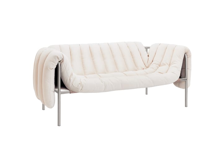 Puffy 2,5-zits bank 205 cm, Natural-roestvrij staal Hem