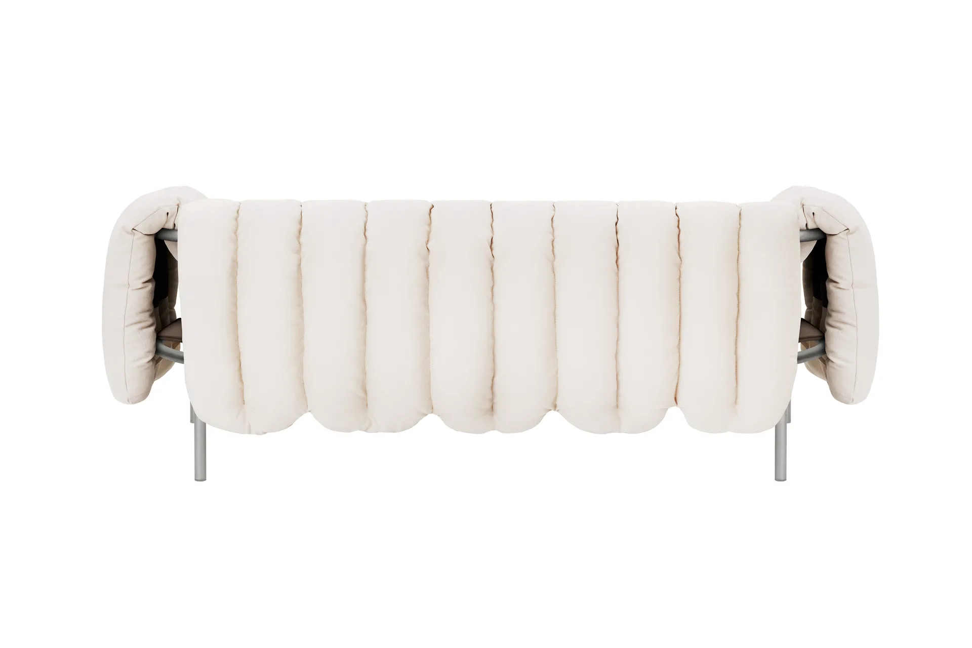 Puffy 2,5-zits bank 205 cm, Natural-roestvrij staal Hem