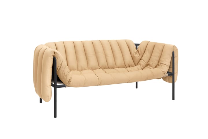 Puffy 2,5-zits bank 205 cm, Sand leather-black grey Hem