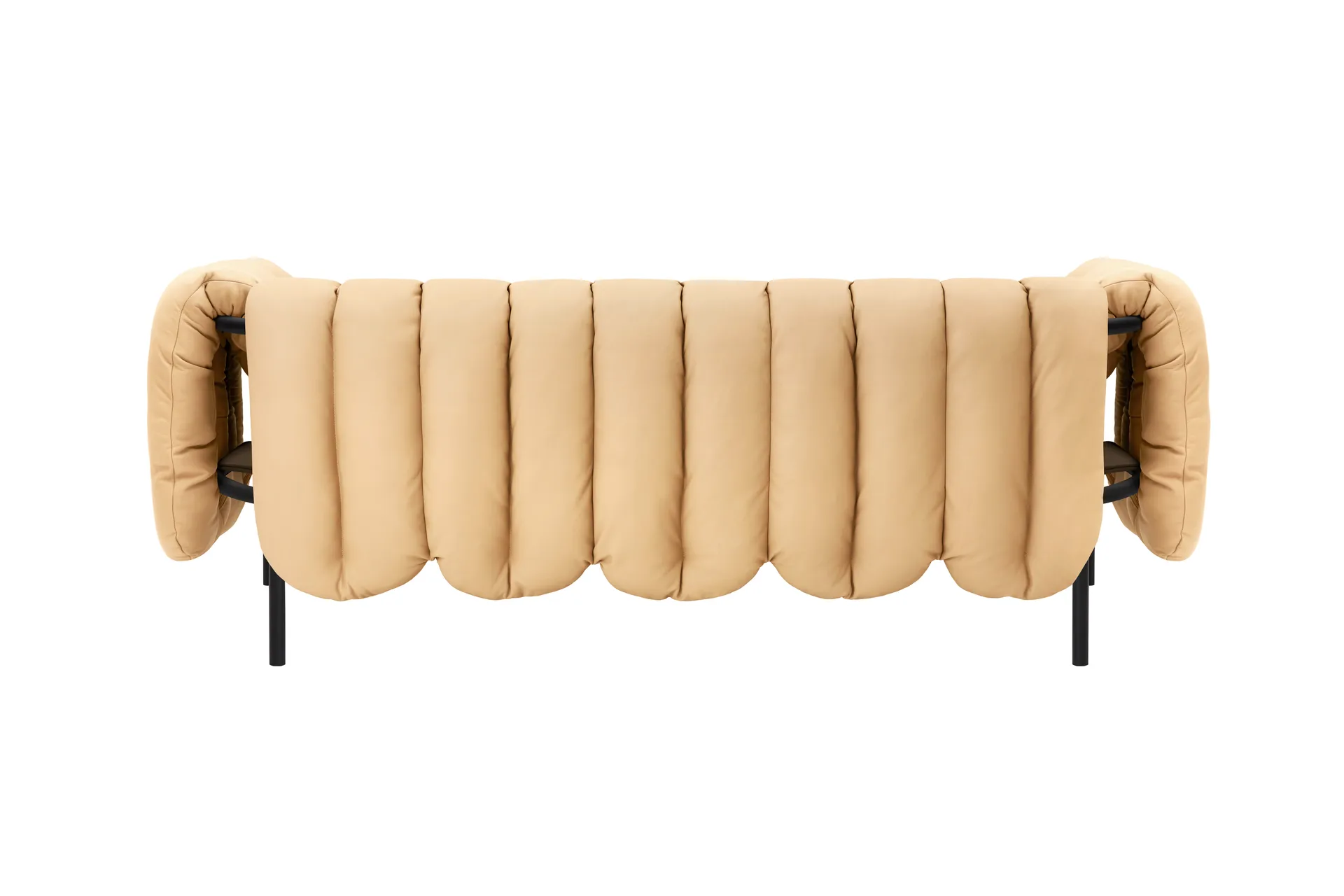 Puffy 2,5-zits bank 205 cm, Sand leather-black grey Hem