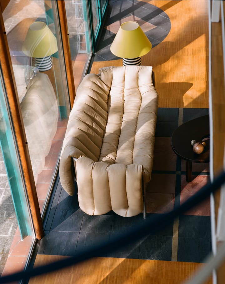 Puffy 2,5-zits bank 205 cm, Sand leather-roestvrij staal Hem