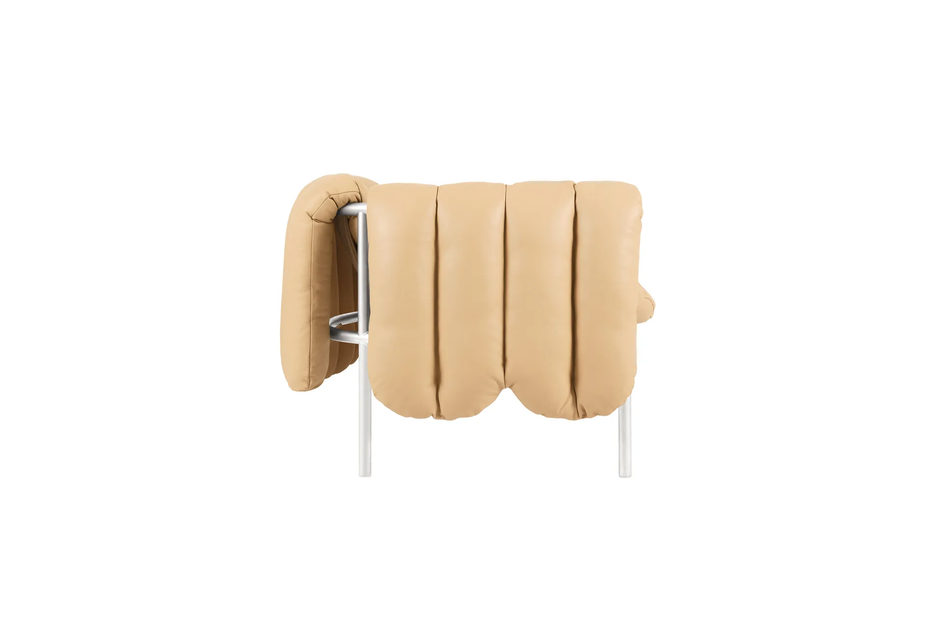 Puffy 2,5-zits bank 205 cm, Sand leather-roestvrij staal Hem