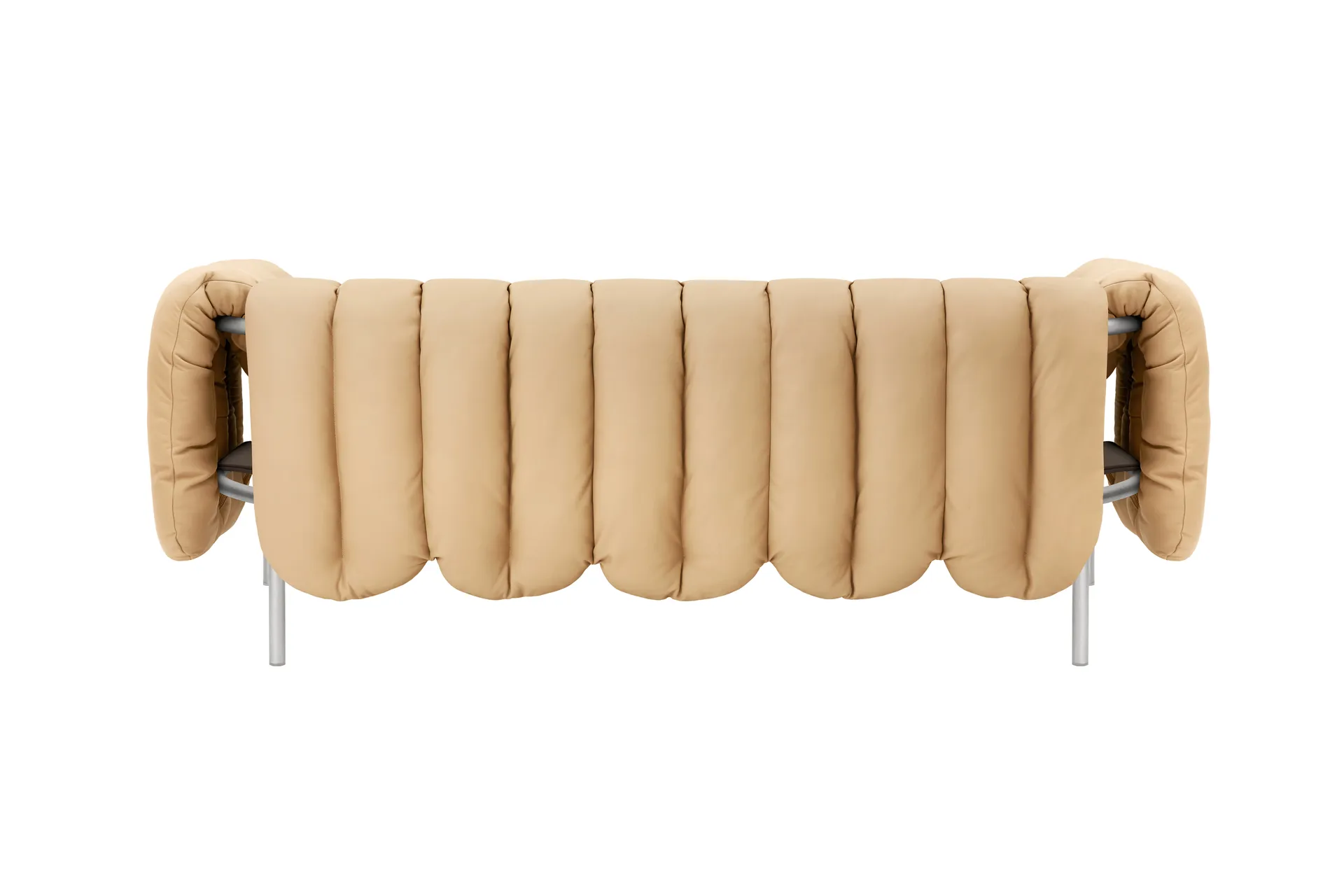 Puffy 2,5-zits bank 205 cm, Sand leather-roestvrij staal Hem