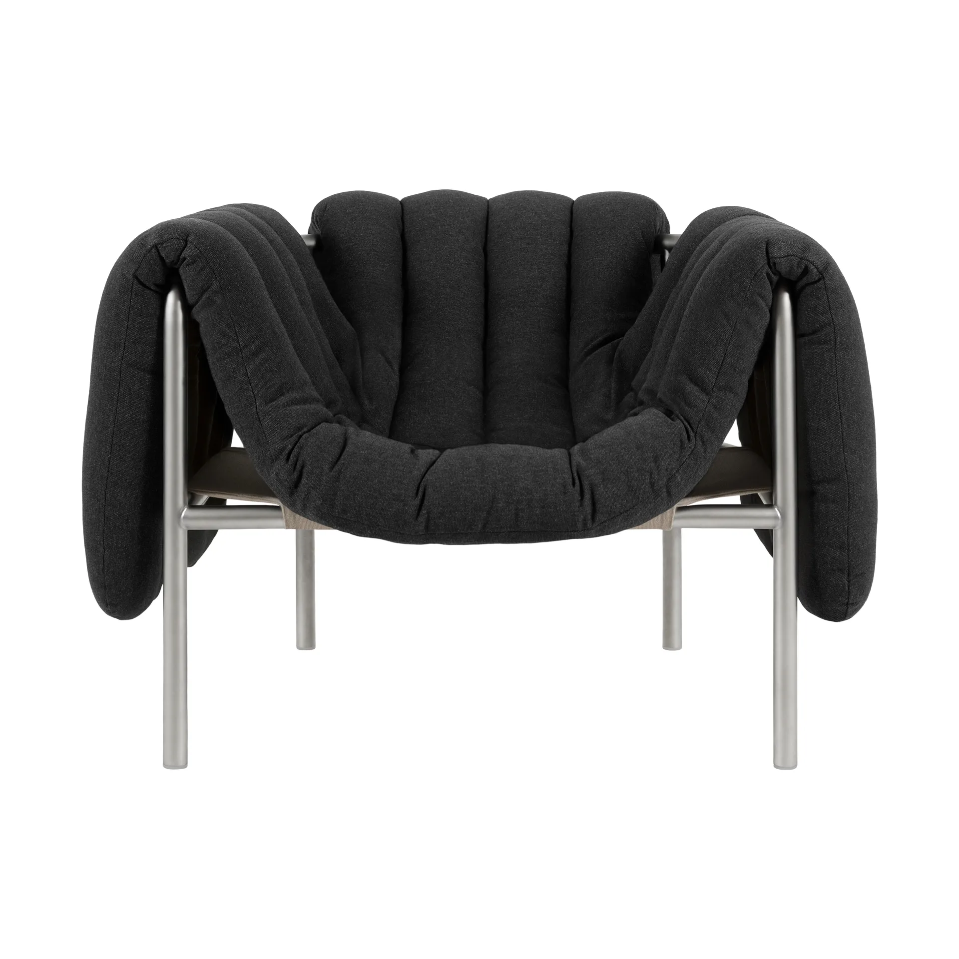 Puffy loungefauteuil, Anthracite-roestvrij staal Hem