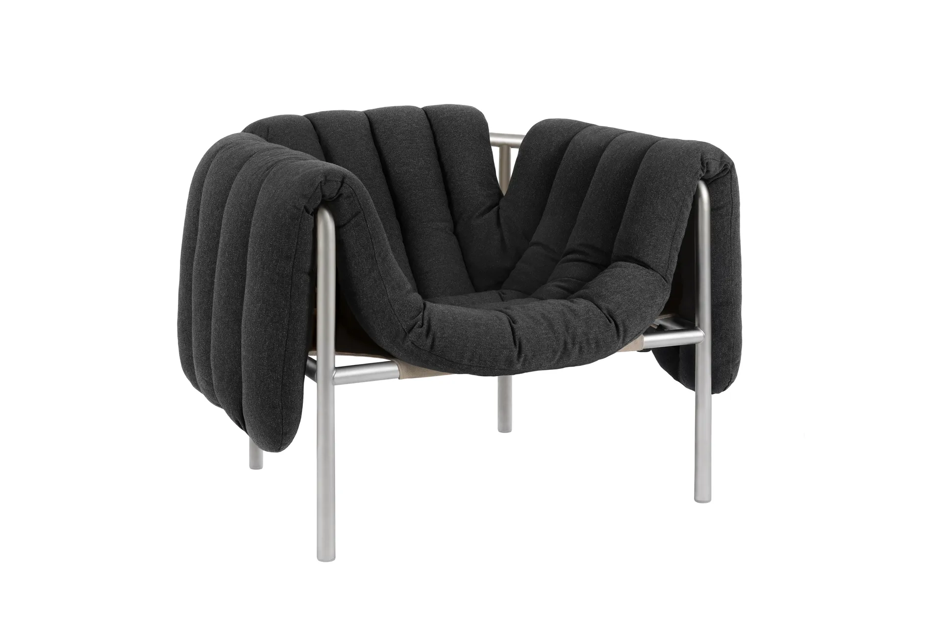 Puffy loungefauteuil, Anthracite-roestvrij staal Hem
