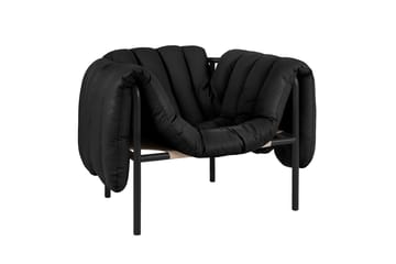 Puffy loungefauteuil - Black leather-black grey - Hem