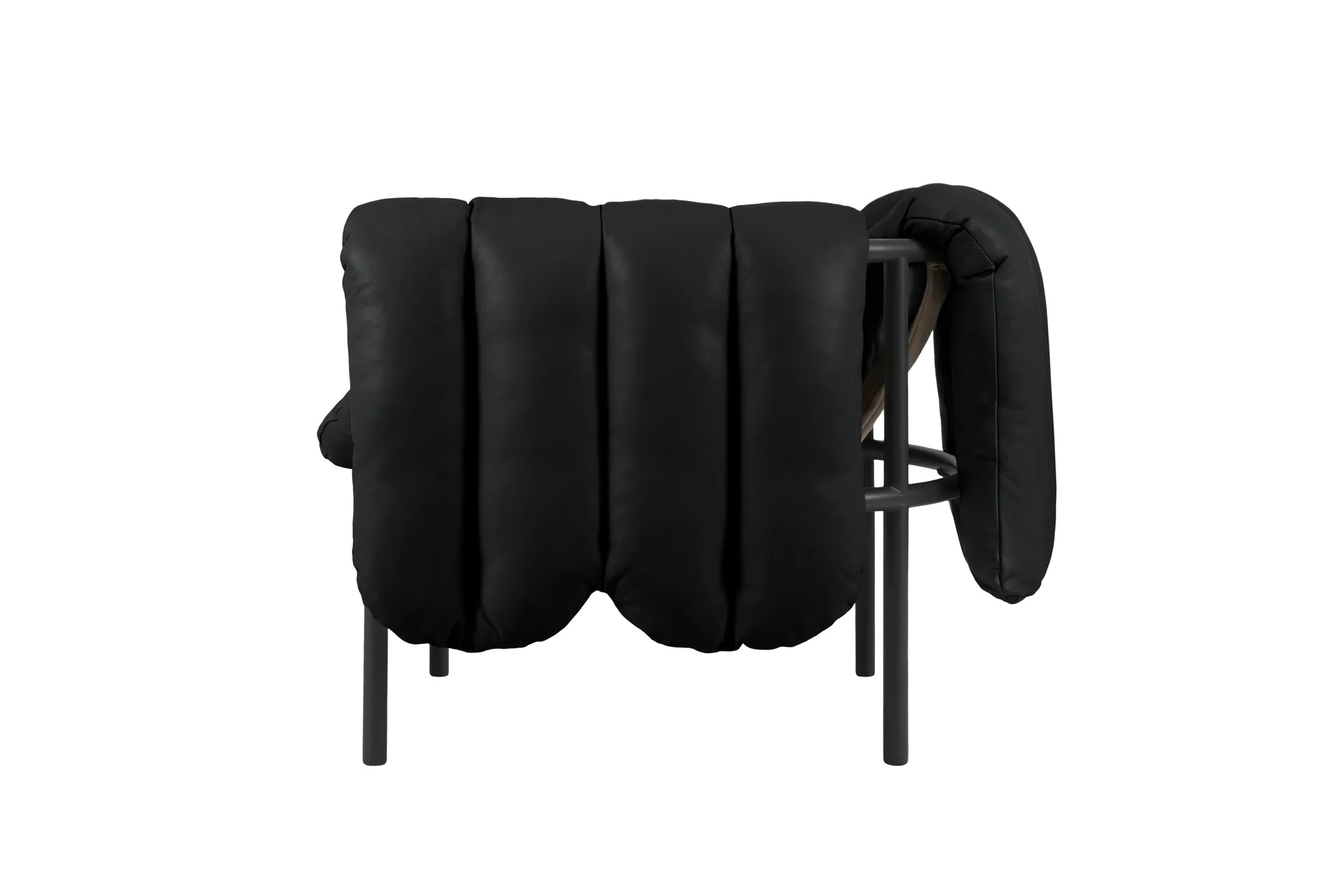 Puffy loungefauteuil, Black leather-black grey Hem