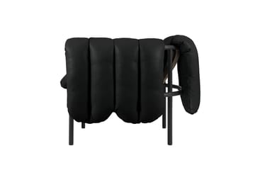 Puffy loungefauteuil - Black leather-black grey - Hem