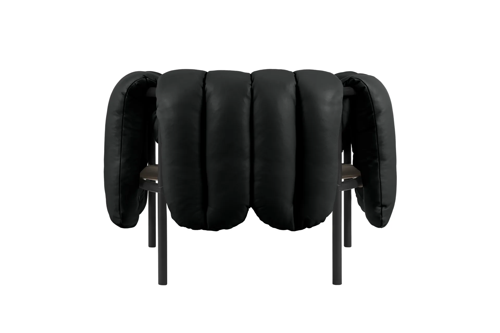 Puffy loungefauteuil, Black leather-black grey Hem