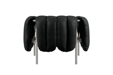 Puffy loungefauteuil - Black leather-roestvrij staal - Hem