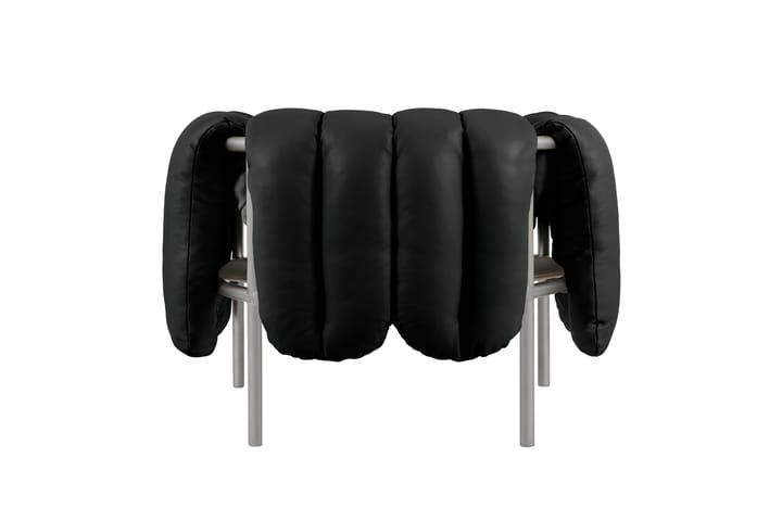Puffy loungefauteuil, Black leather-roestvrij staal Hem