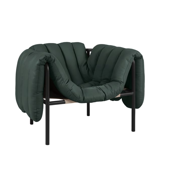 Puffy loungefauteuil - Dark green leather-black grey - Hem
