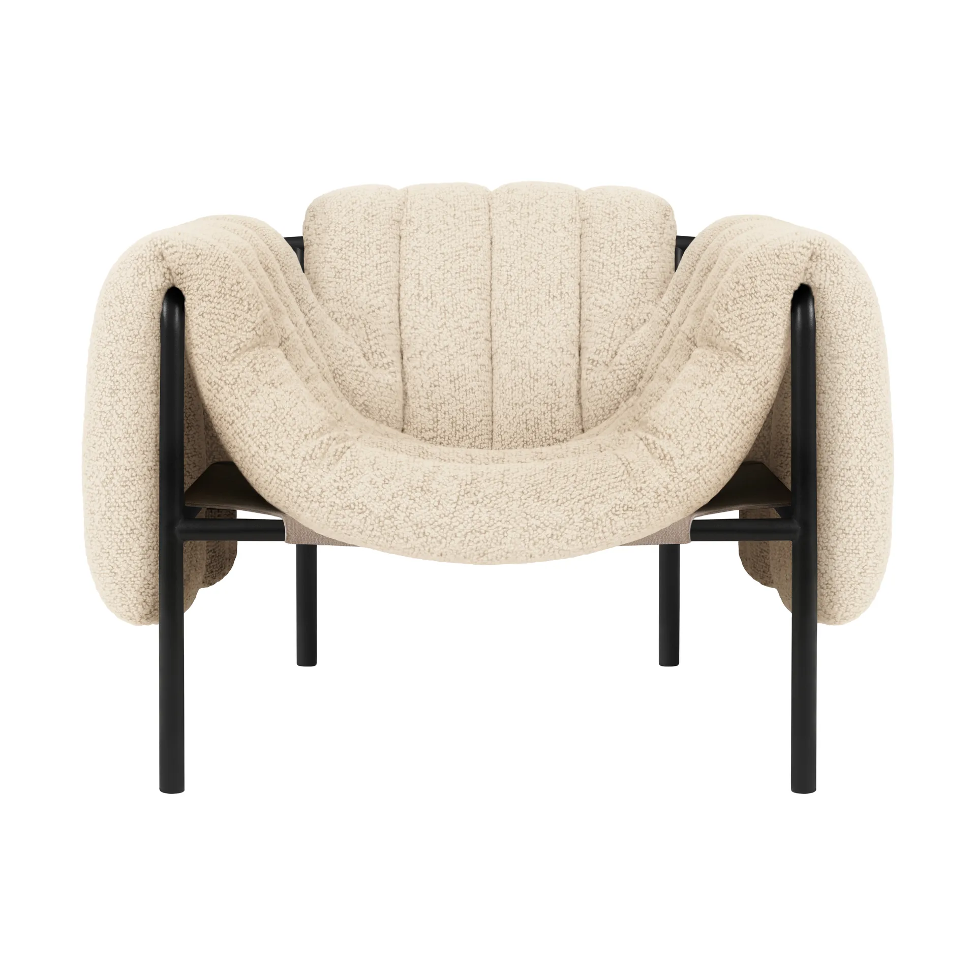 Puffy loungefauteuil, Eggshell-black grey Hem