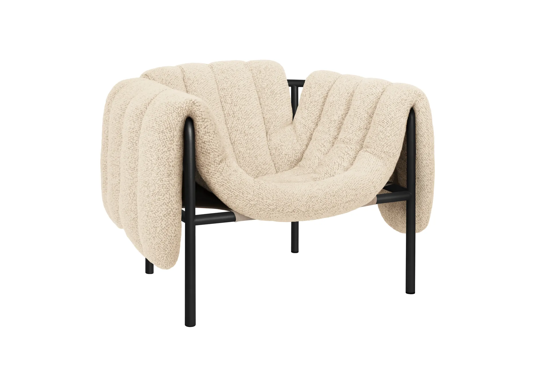 Puffy loungefauteuil, Eggshell-black grey Hem