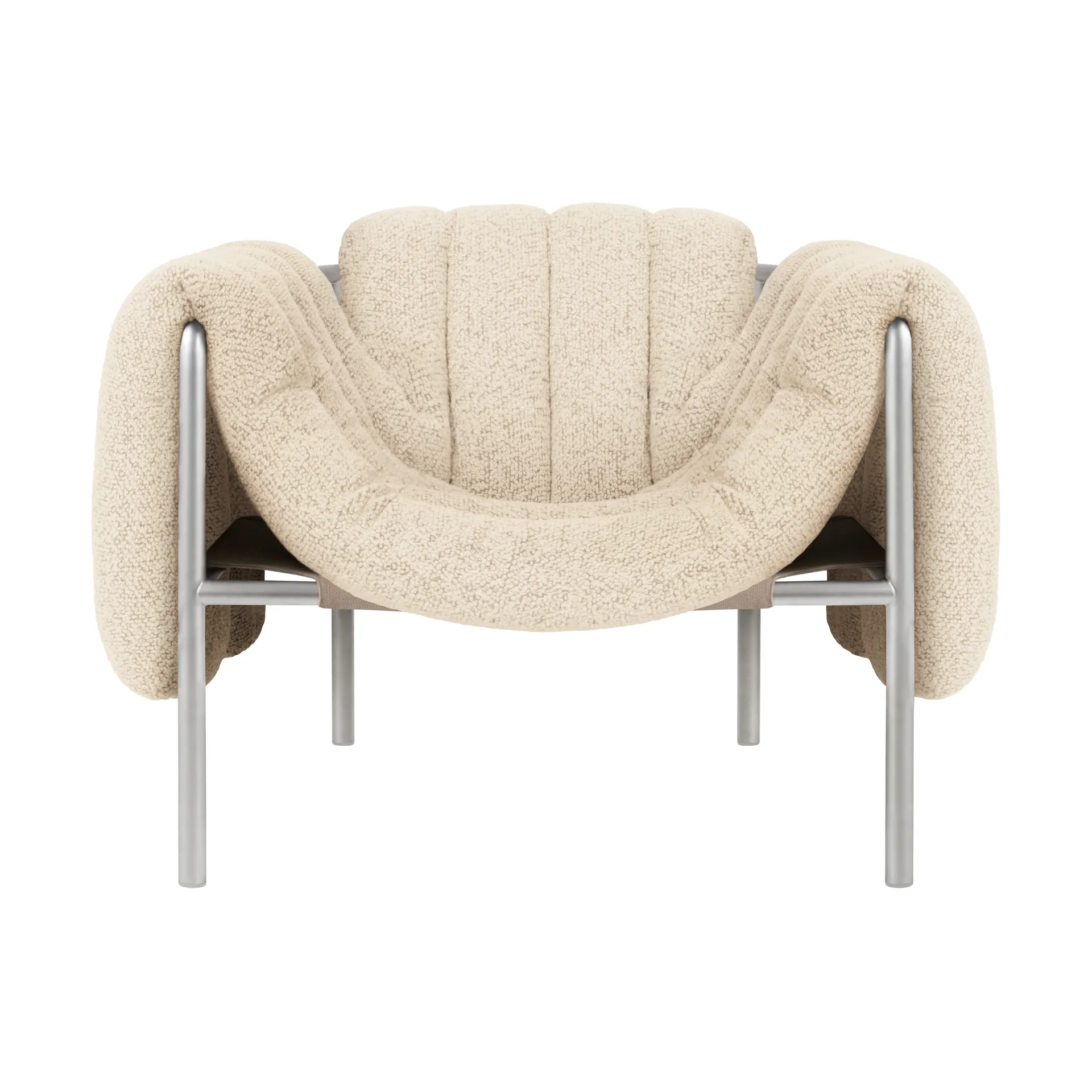 Puffy loungefauteuil, Eggshell-roestvrij staal Hem