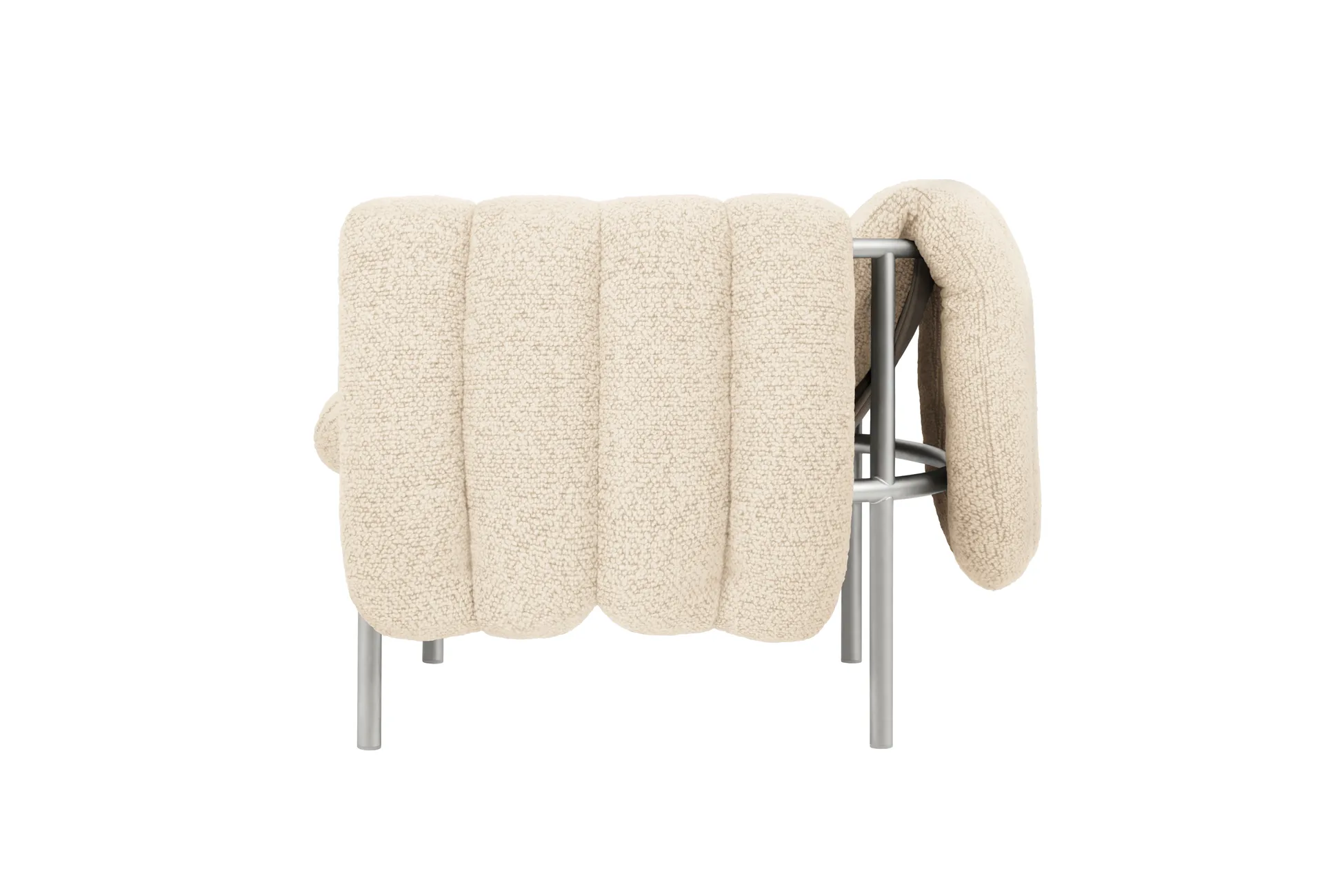 Puffy loungefauteuil, Eggshell-roestvrij staal Hem