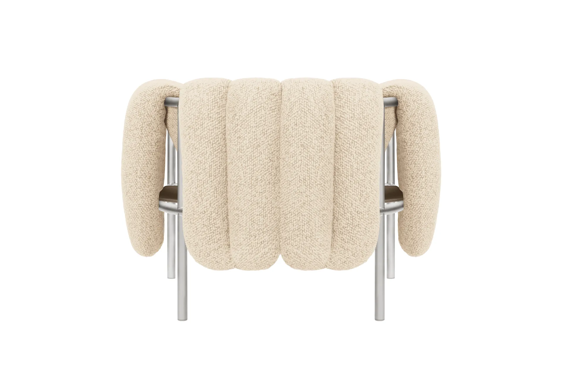 Puffy loungefauteuil, Eggshell-roestvrij staal Hem