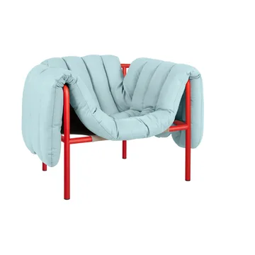 Puffy loungefauteuil - Light blue leather-traffic red - Hem