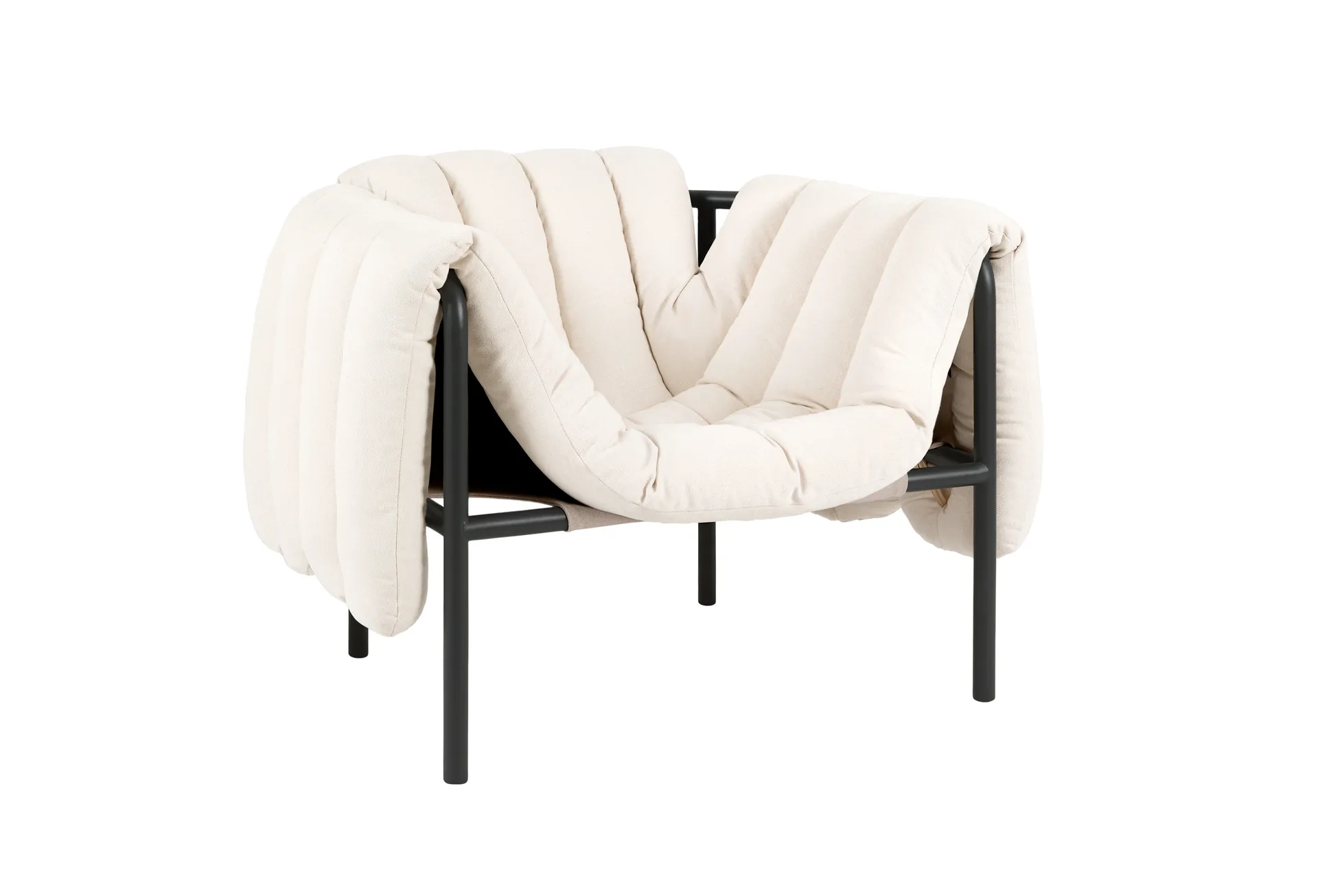 Puffy loungefauteuil, Natural-black grey Hem