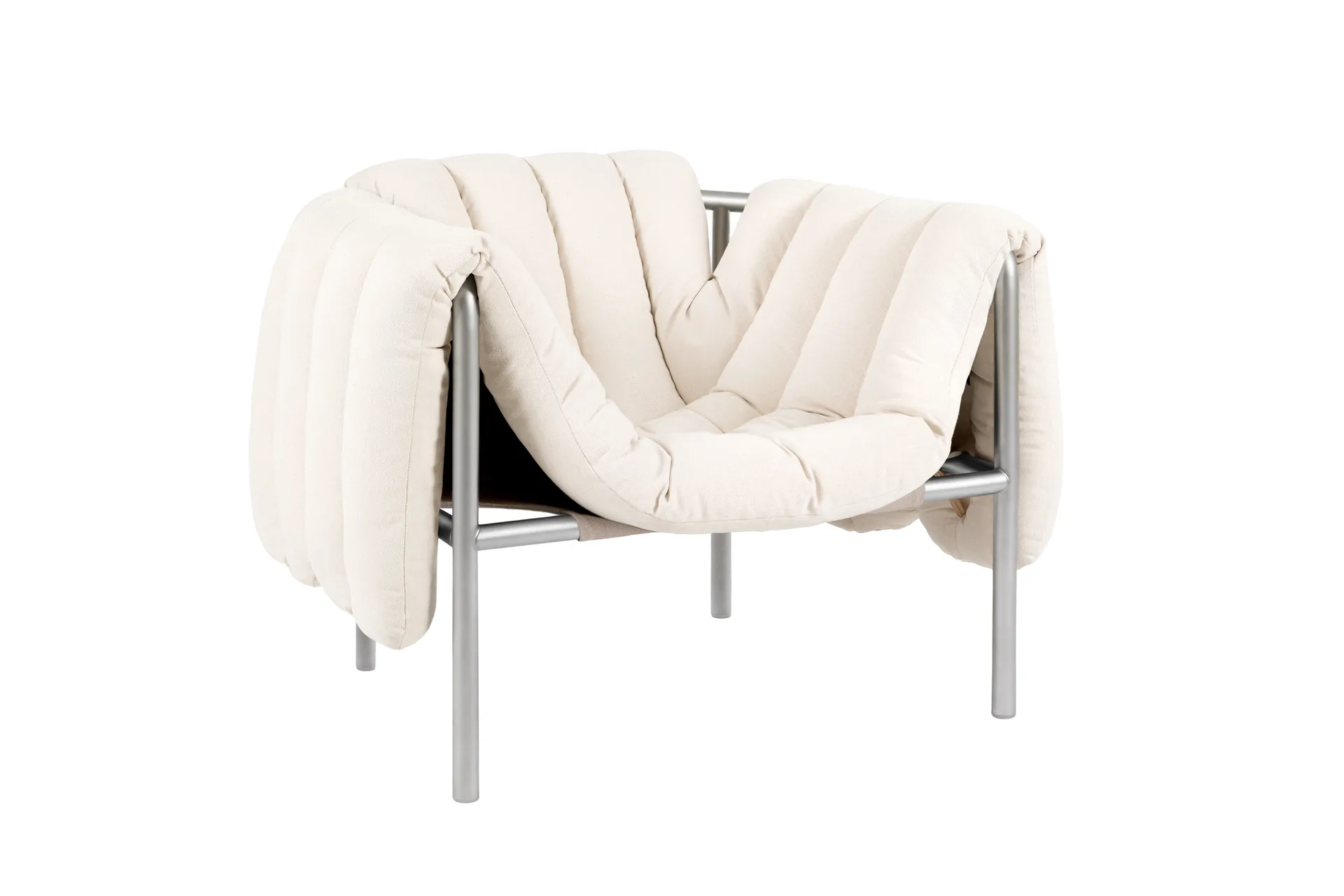 Puffy loungefauteuil, Natural-roestvrij staal Hem