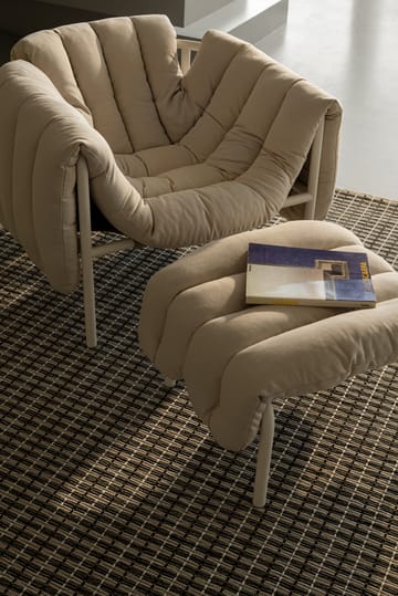 Puffy loungefauteuil + ottoman - Sawdust-black grey - Hem