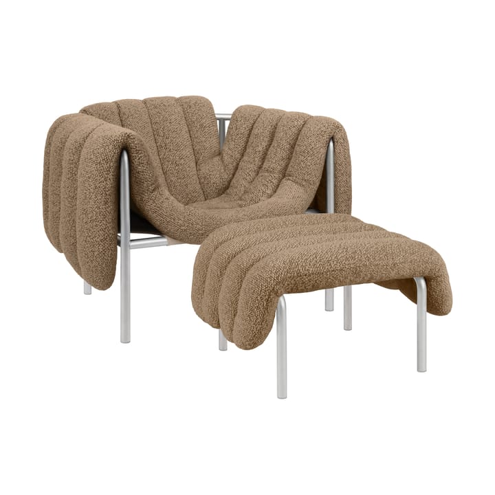 Puffy loungefauteuil + ottoman - Sawdust-roestvrij staal - Hem