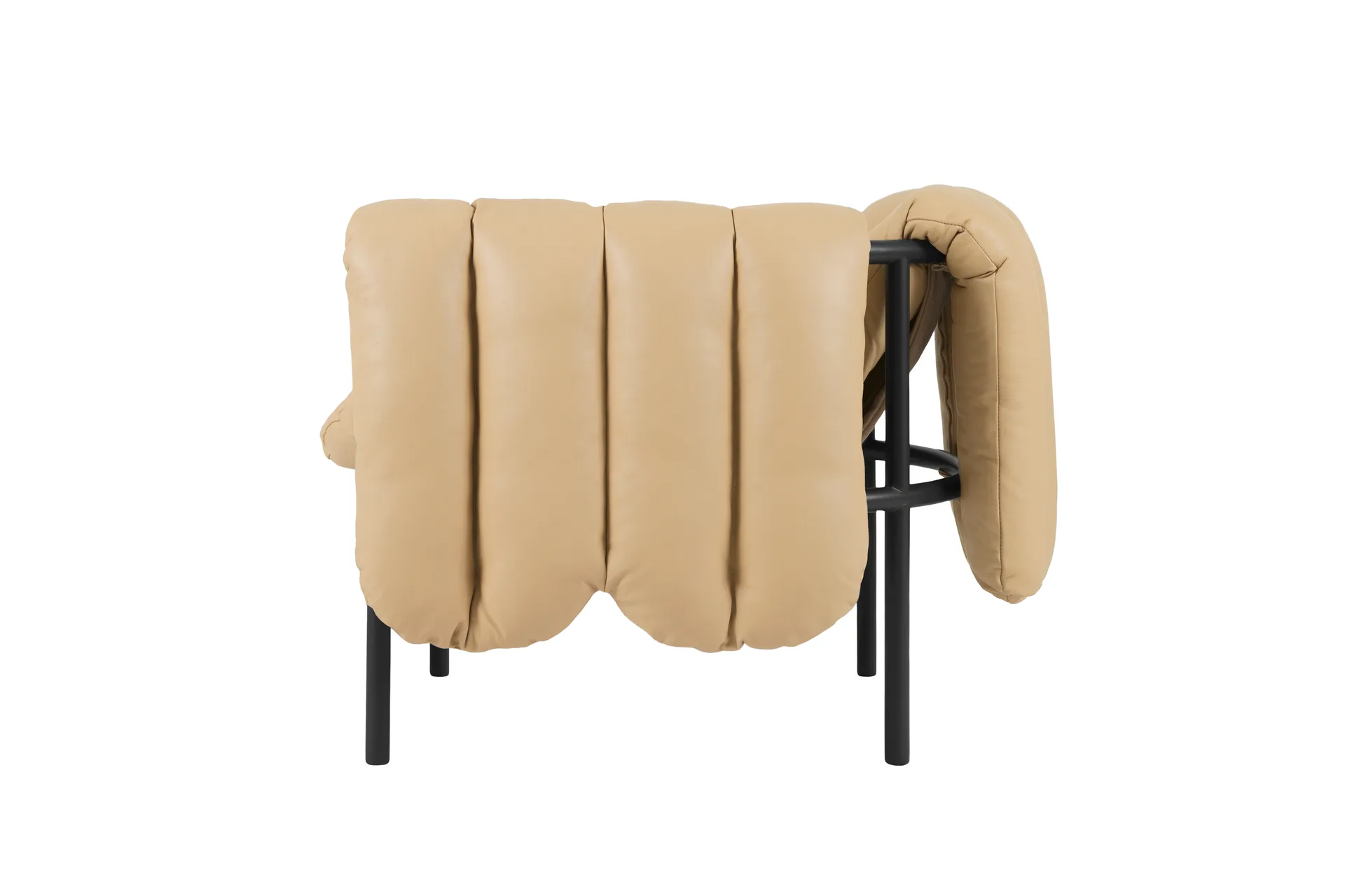 Puffy loungefauteuil, Sand leather-black grey Hem