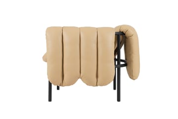 Puffy loungefauteuil - Sand leather-black grey - Hem