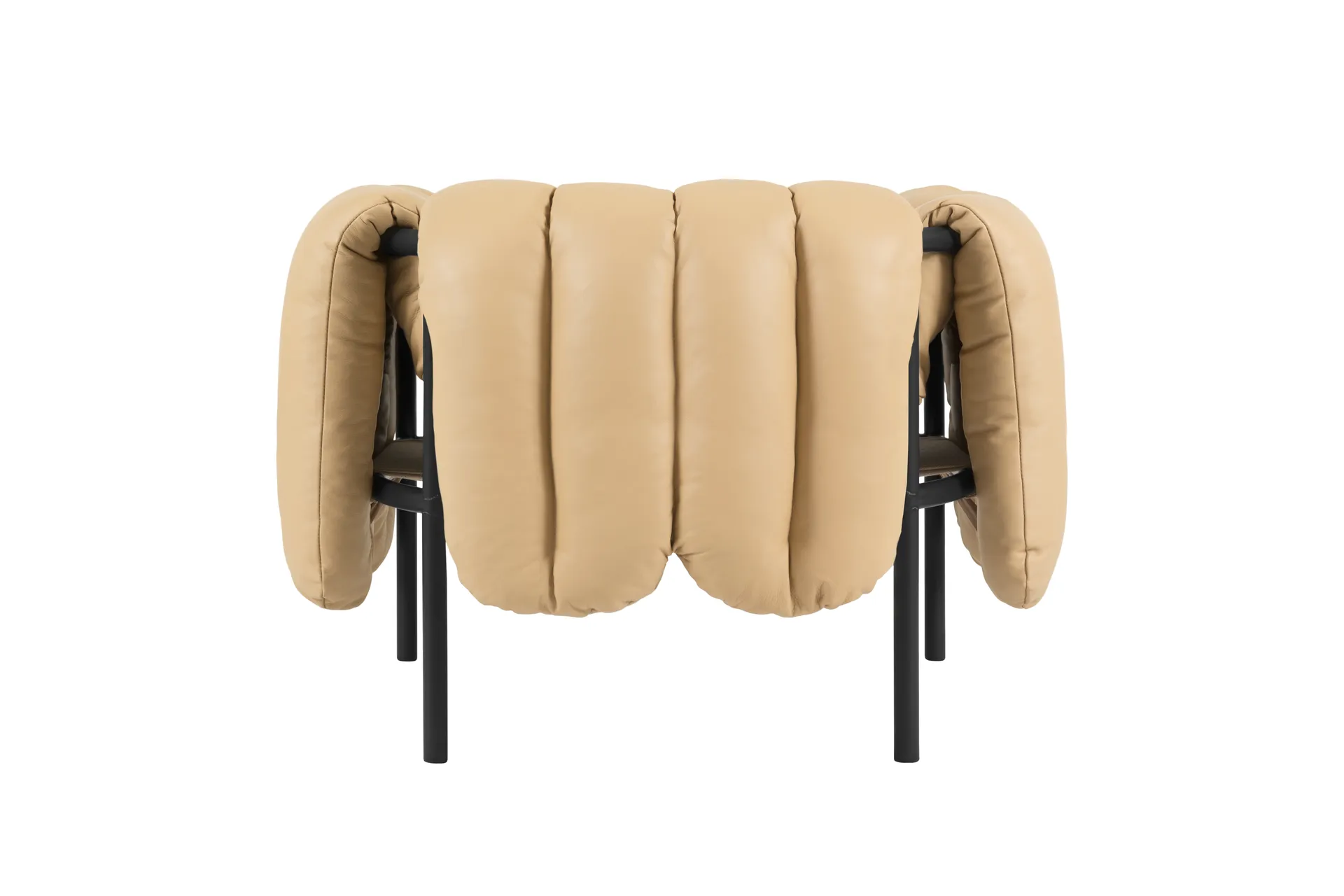 Puffy loungefauteuil, Sand leather-black grey Hem