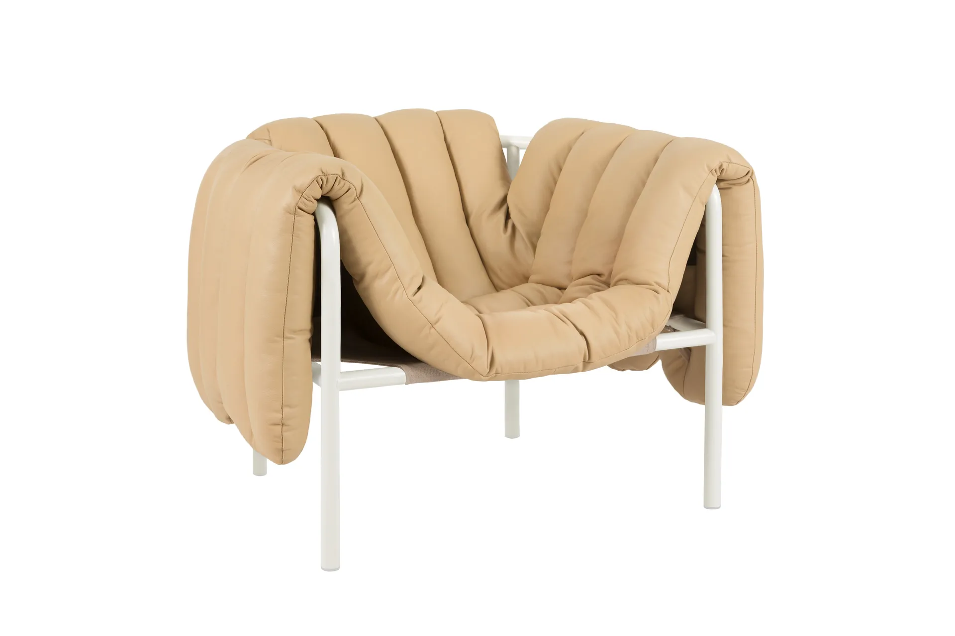 Puffy loungefauteuil, Sand leather-cream Hem