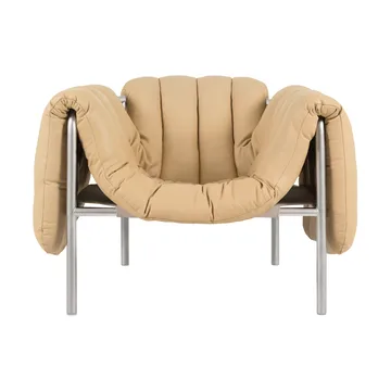Puffy loungefauteuil - Sand leather-roestvrij staal - Hem