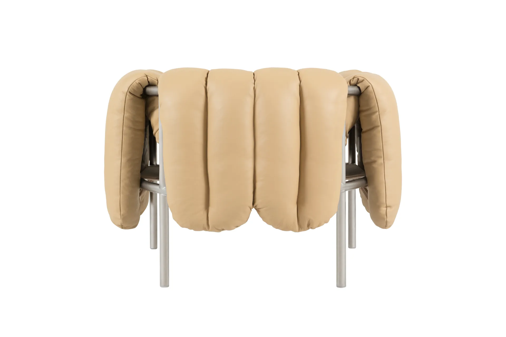 Puffy loungefauteuil, Sand leather-roestvrij staal Hem
